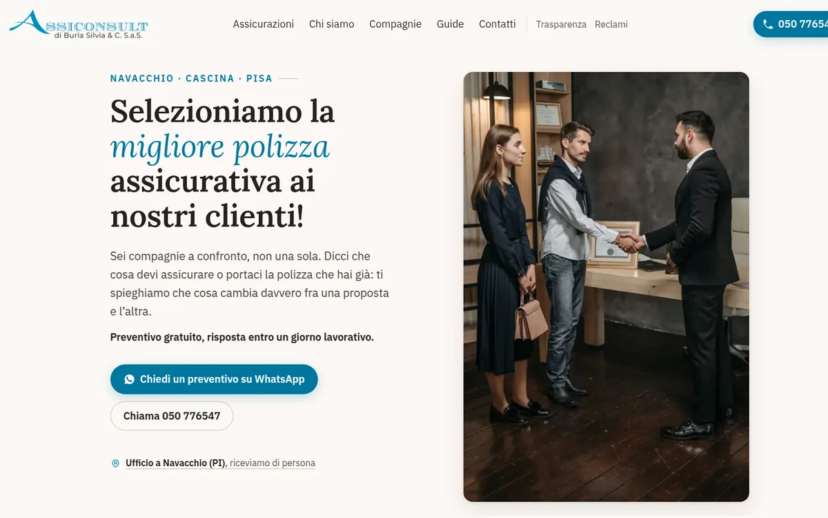 Schermata del sito realizzato per Assiconsult di Burla Silvia & C. S.a.s.